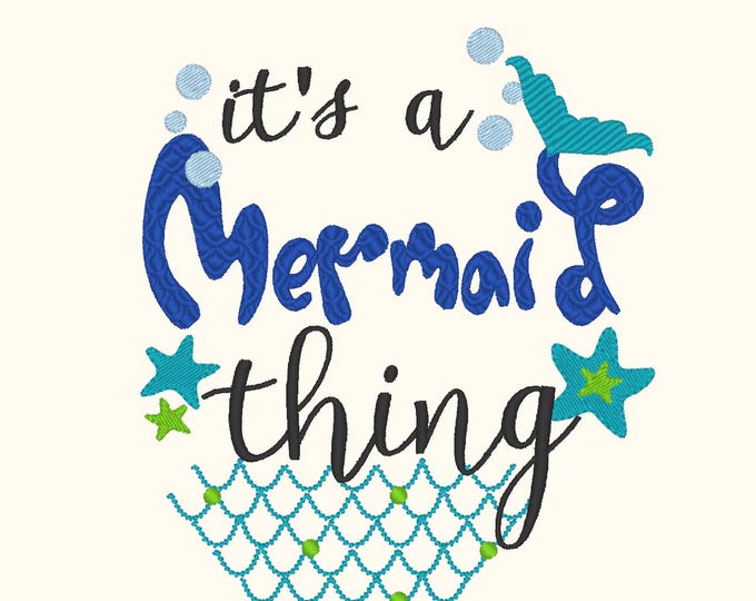 Its a Mermaid Thing Saying Quote machine embroidery designs for hoop 4x4  5x7  6x10 summer beach kids girls towel design
