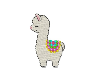 Llama embroidery, small mini sizes fill stitch pretty llama with colorful blanket Lama Alpaca machine embroidery designs assorted sizes