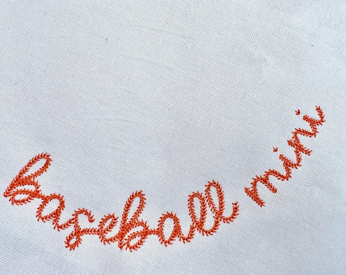 MINI! Baseball stitch FONT awesome sports stitch handwritten script alphabet letters machine embroidery designs small sizes 1 inch 1.5 inch