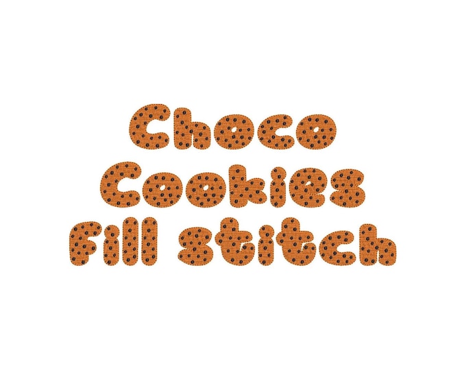 Choco Cookie FONT fill stitch alphabet machine embroidery designs assorted mini sizes, funny kids monogram letters chocolate cookies and BX