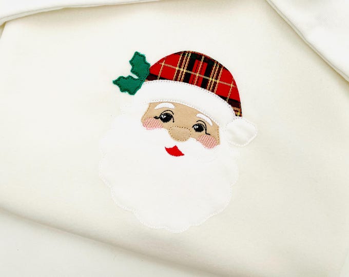 Christmas Santa raggedy edge Applique Santa Claus face machine embroidery designs sizes 3.5 up to 8 inches home farm Holiday decor design