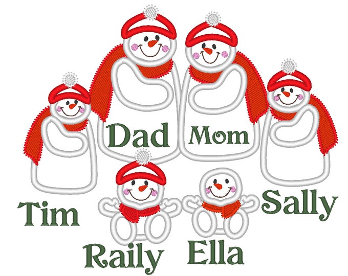 Christmas Snowmen Family and mini font included - machine embroidery designs multiple sizes and formats digital download winter snowman