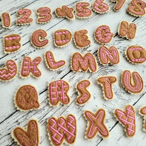 Alfabeto de jengibre Gingerman Gingerbread man Navidad Fuente en el aro ITH proyecto Feltie máquina bordado diseños galletas galletas letras