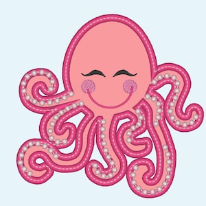Cute Octopus - machine embroidery applique designs - INSTANT DOWNLOAD  for hoop 4x4, 5x7