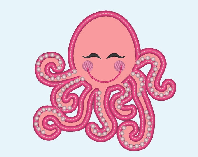 Cute Octopus - machine embroidery applique designs - INSTANT DOWNLOAD  for hoop 4x4, 5x7