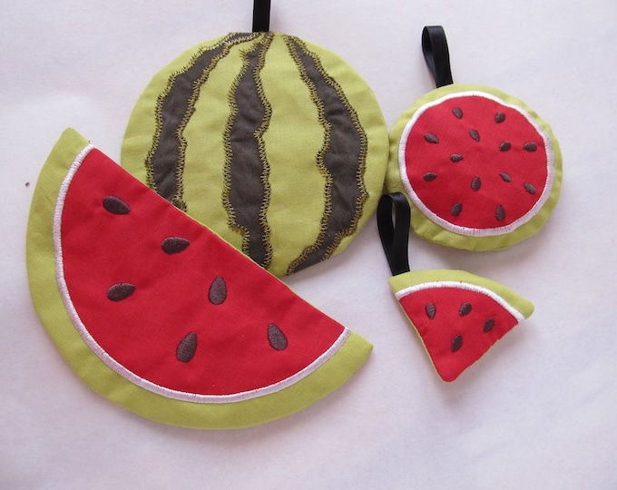 Watermelon In The Hoop ITH machine embroidery designs and applique designs in-the-hoop multiple sizes for hoop 4x4, 5x7 coaster keychain