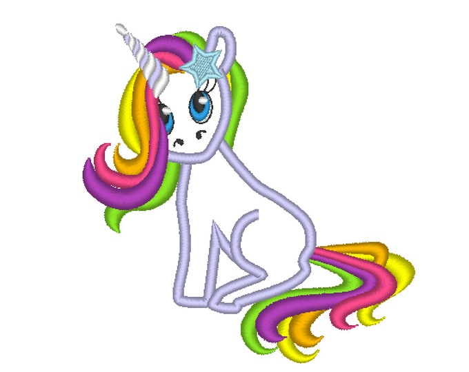 Rainbow unicorn - machine embroidery designs applique adorable rainbow unicorn magic horse princess embroidery design INSTANT DOWNLOAD