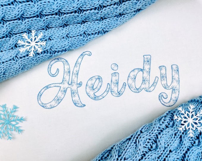 Snow Font light sketch outline machine embroidery font alphabet letters 2, 3, 3.5, 4, 5, 6 in, BX, vp3, xxx, pes & other embroidery formats