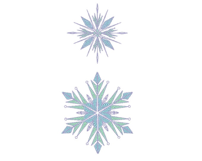 Frozen light stitch 2 snowflakes separate files machine embroidery designs multiple sizes for hoop 4x4, 5x7 INSTANT DOWNLOAD snowflake star