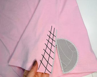 Sports Volleyball split seam side bow Applique machine embroidery designs kids outfit t-shirt sweatshirt design sizes 5 to 7 inches
