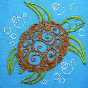 Sea Turtle machine embroidery designs for hoop 4x4 5x7 and 6x10 sea life marine ocean animal Turtle