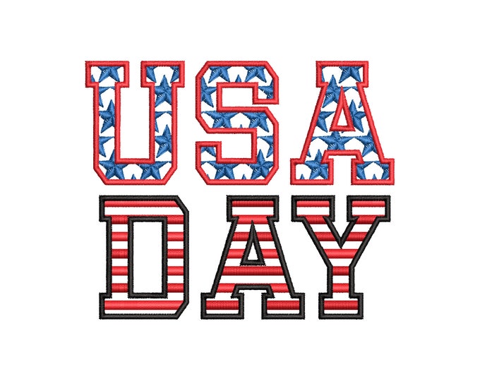 Patriotic Stars and Stripes Block Font 2 types machine embroidery designs SET of 2 alphabet letters monogram 4th July Independence Day font