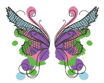 Baby classy watercolor butterfly wings, urban little baby, quick stitch outline simply awesome wings machine embroidery design 4x4 5x5 6x10