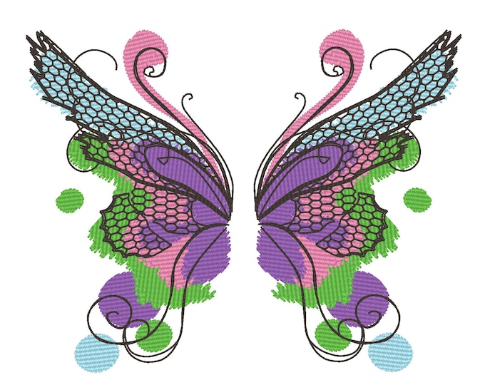 Baby classy watercolor butterfly wings, urban little baby, quick stitch outline simply awesome wings machine embroidery design 4x4 5x5 6x10