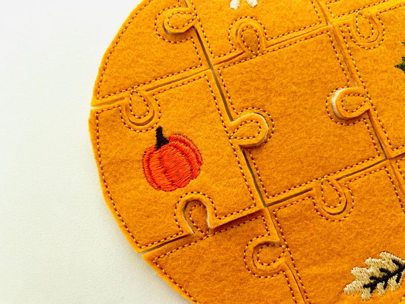 Fall Floral Pumpkin Puzzle ITH in the hoop kids game idea machine embroidery designs sizes for hoop  5x7  6x10 8x8 felt feltie Thanksgiving by Artapli embroidery format PES HUS JEF EXP DST VIP VP3 XXX instant download