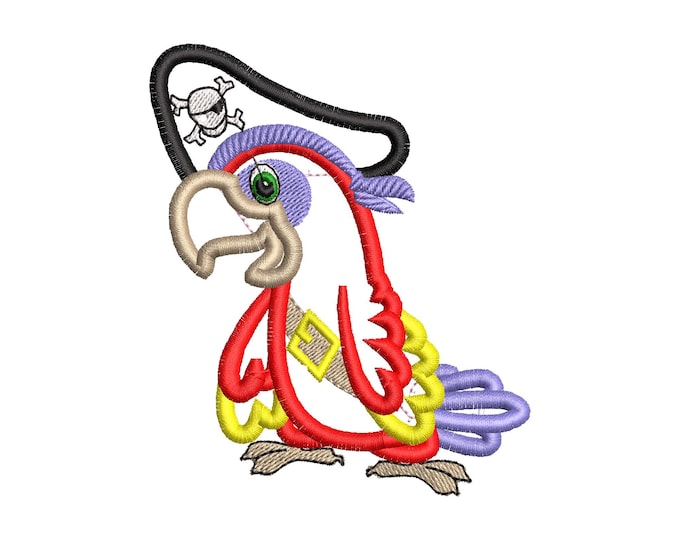 Pirate Parrot applique machine embroidery designs multiple sizes for hoop 4x4 and 5x7 kids boys Bird Parrot Corsair Sea Wolf Sailor