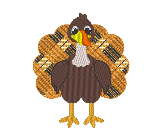 Turkey gobble Plaid checkered gingham tartan Thanksgiving Turkey kitchen dish towel Machine embroidery designs assorted sizes 3, 4, 5, 6"