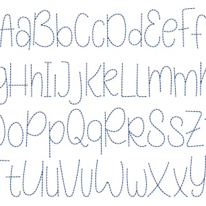 Hand Stitch Effect FONT Machine Embroidery Designs in Assorted Sizes