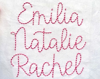 Hand stitch effect FONT machine embroidery designs in assorted mini sizes script alphabet letters, playful kids name seed stitch, BX incl