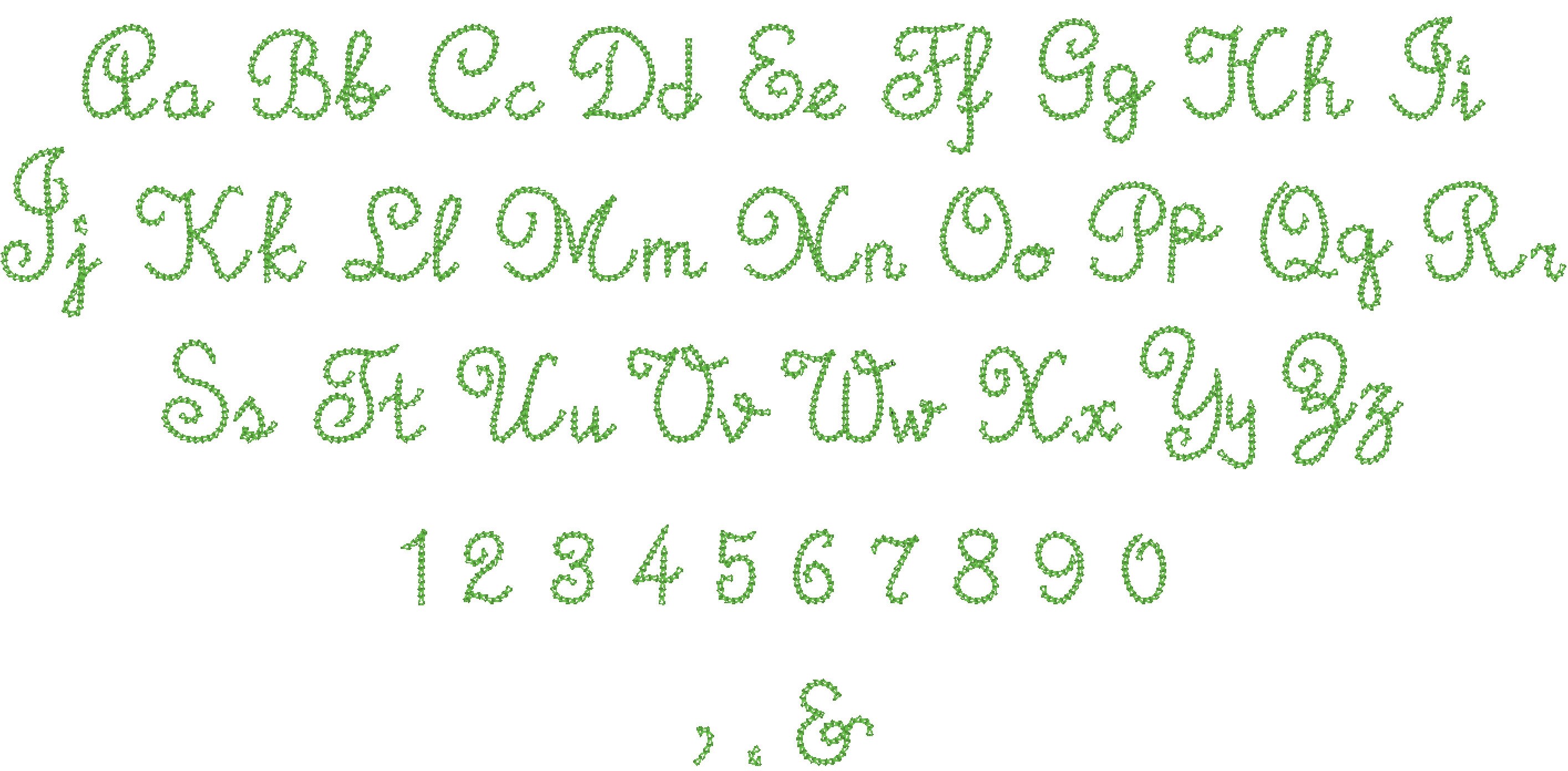Quick light stitch Chain FONT machine embroidery designs in assorted