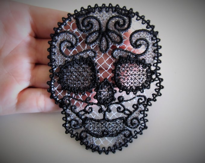 FSL, Free standing lace Day of the Dead Skull, Calavera - embroidery designs 4x4 INSTANT DOWNLOAD