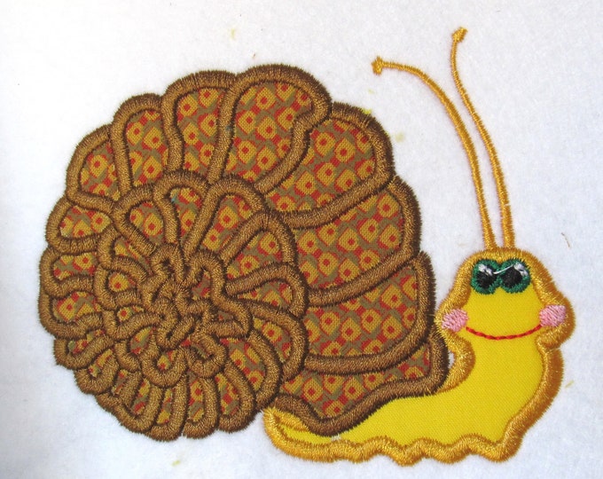 Cute snail pretty insect - machine embroidery applique designs - INSTANT DOWNLOAD multiple sizes, for hoop 4x4 and 5x7