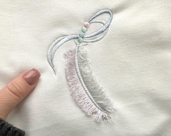 Simple Fringed Feather machine embroidery designs fringe in the hoop for hoop 4x4 and 5x7 Fuzzy Fluffy Feather dream catcher cute accent