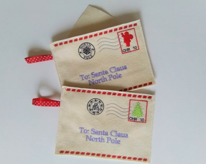 2021, 2022, 2023, 2024 ... Envelope to Santa mail express Felt Christmas envelope in the hoop ITH project, rubber stamp, machine embroidery