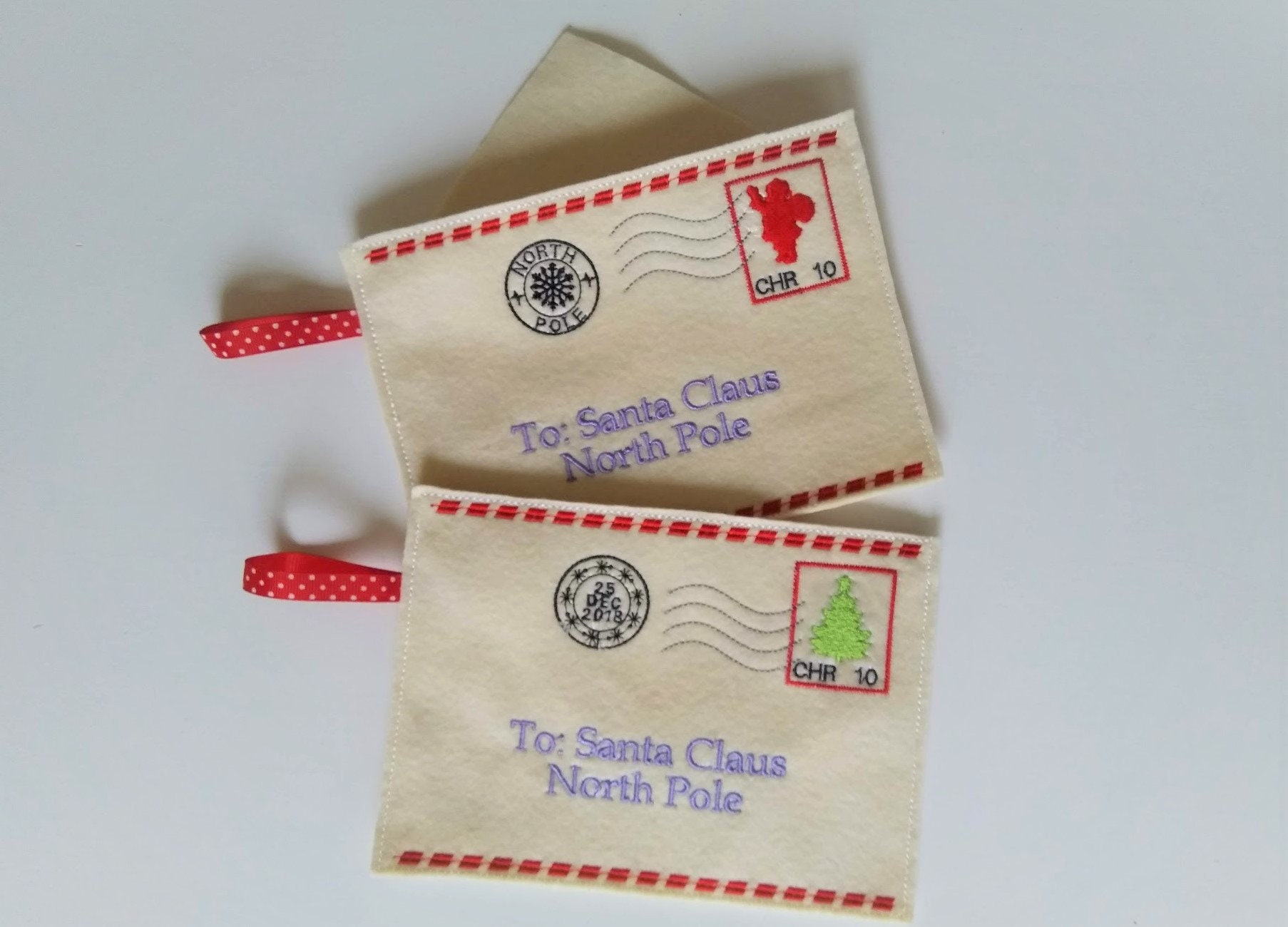 2021, 2022, 2023, 2024  Envelope to Santa mail express Felt Christmas  envelope in the hoop ITH project, rubber stamp, machine embroidery