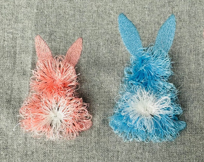 Fringed Easter mini Bunny fluffy small bunny Machine Embroidery designs cute little Bunny boy download fringe in the hoop kids romper design