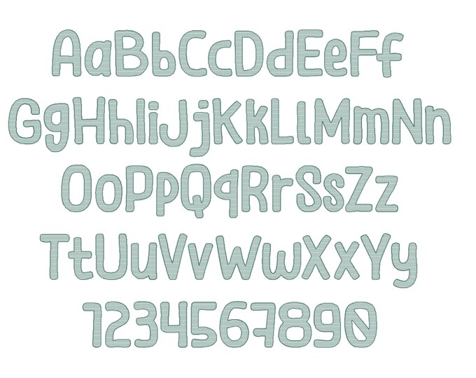 Light Stitch Font kids baby alphabet monogram Light fill stitch letters numbers machine embroidery designs multiple sizes 0.8 to 5 inch, BX