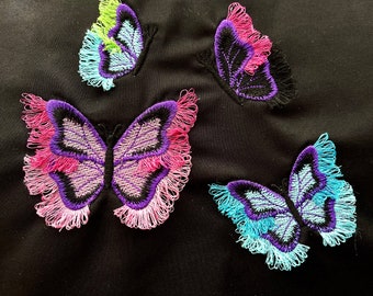 Mini butterfly with fringed fluffy wings machine embroidery designs fluffy wing chenille fringe in the hoop summer Fluffy Butterfly design