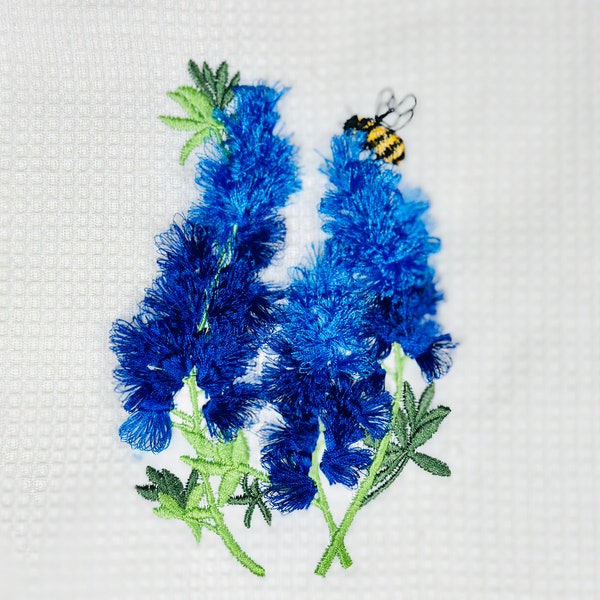 Bluebonnet fringe flowers machine embroidery designs Bluebonnet Texas Fringed Flower Stem Fluffy wild floral field Machine Embroidery File