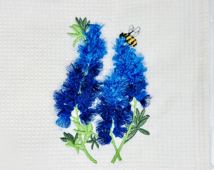 Bluebonnet fringe flowers machine embroidery designs Bluebonnet Texas Fringed Flower Stem Fluffy wild floral field Machine Embroidery File