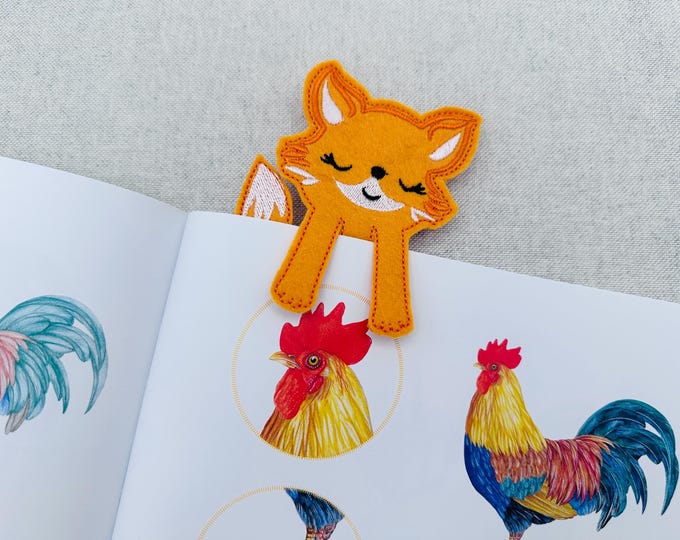 Lovely Fox Bookmark ITH in the hoop kids girls boys machine embroidery designs for hoop 4x4 5x7 reading book gift idea animal design