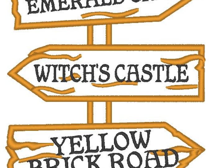 Emerald City road pointer - The Wonderful Wizard of Oz  - machine embroidery applique designs - 5x7  INSTANT DOWNLOAD