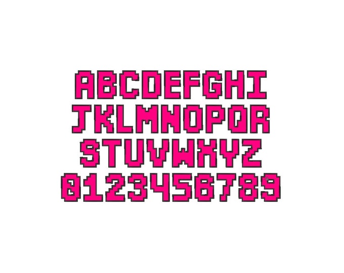 Gamer block font letters A-Z whole alphabet and numbers 0-9, Crewmate font machine embroidery applique designs, BX included INSTANT DOWNLOAD