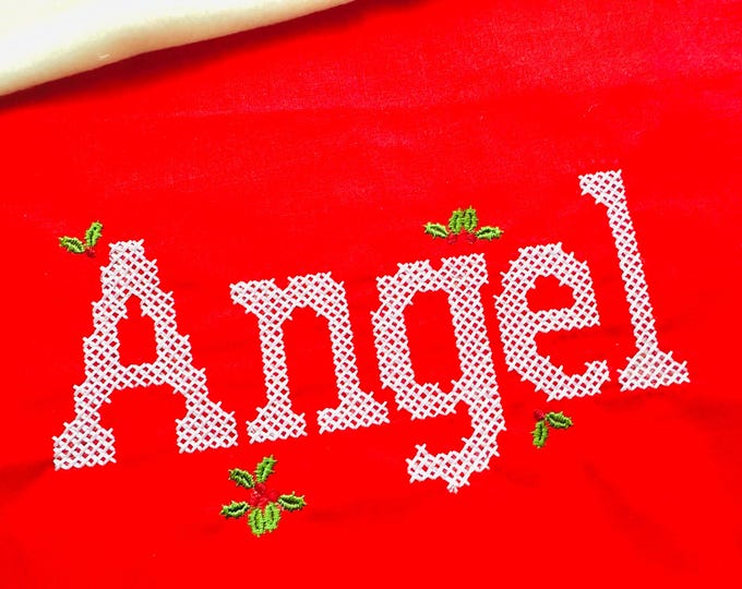 Cross stitch Font machine embroidery designs Christmas stocking alphabet monogram letters and numbers Block Font sizes 1.2 up to 4 inch, BX