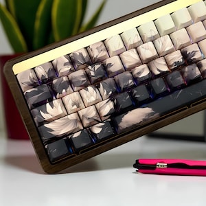 Floral PBT Keycap Set – 131 Keys, Cherry Profile, Side-Printed, RGB Shine-Through, MX Switch Compatible