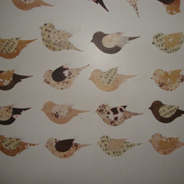 FREE SHIPPING 60 vintage like bird confetti- word print, vintage, distressed, vintage wedding, table decoration