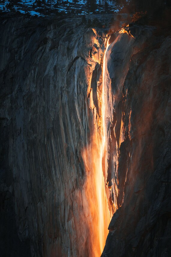 Fire Fall Down Horsetail Falls Yosemite National Park Etsy