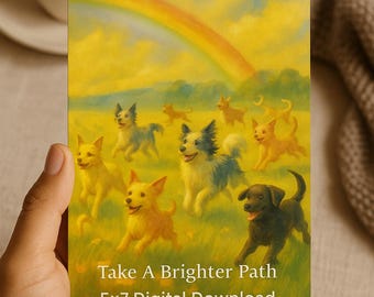 Rainbow Bridge Dog Sympathy Card – Pet Loss Memorial (Digital Download)