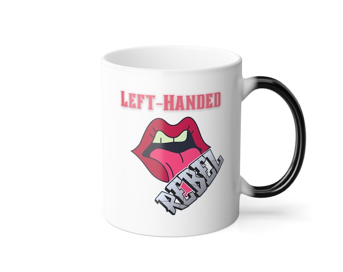 Featured listing image: Color Changing Coffee Mug: Left-Handed Rebel Rock Design