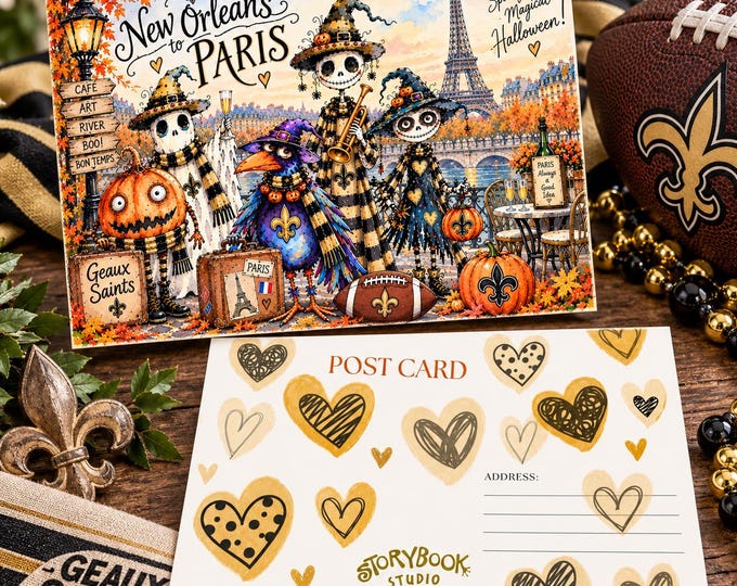 Featured listing image: New Orleans Saints Football in Paris Postcard
