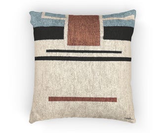 Geometric Mid Century Woven Pillow | Modern Abstract Throw Pillow