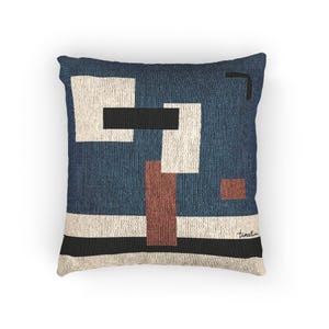 Midcentury geometrisch geweven kussen | Modern abstract sierkussen