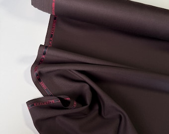 Italian Dark Chocolate Wool Suiting Fabric | 97% Wool 3 Elastan