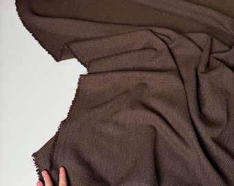 Italian wool herringbone Fabric | 100% wool | color Chocolate