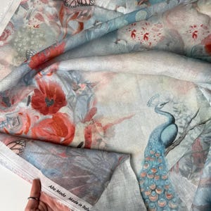 Italian Linen Fabric - Elegant Designer Style Print - For Womens Clothing | Dressmaking