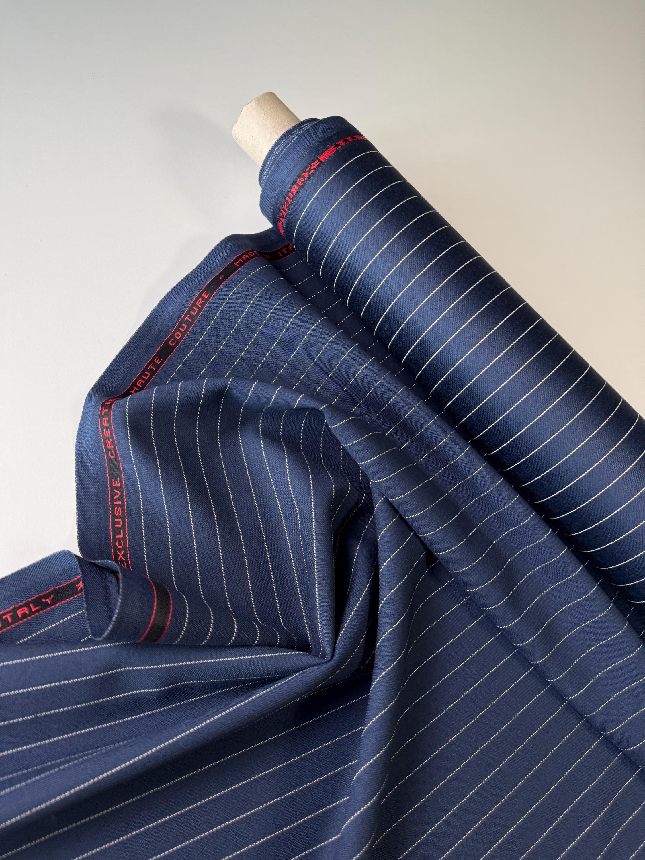 Navy Pinstripe Suiting Fabric - Etsy